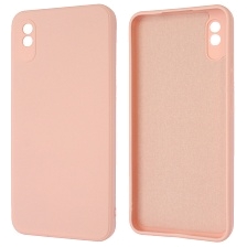 Чехол накладка для XIAOMI Redmi 9A, силикон, бархат, цвет розовый песок