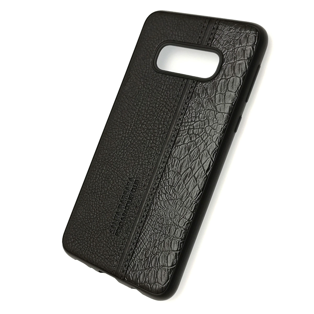 Чехол накладка для SAMSUNG Galaxy S10e (SM-G970), силикон, под кожу, цвет черный.