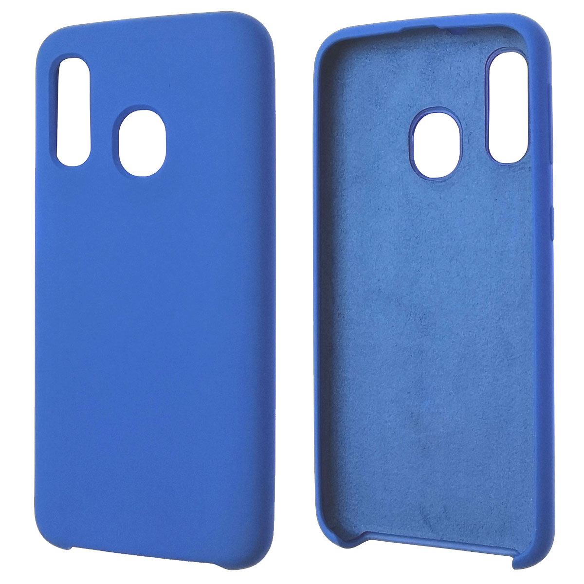 Чехол накладка Silicon Cover для SAMSUNG Galaxy A40 (SM-A405), силикон, бархат, цвет голубой.
