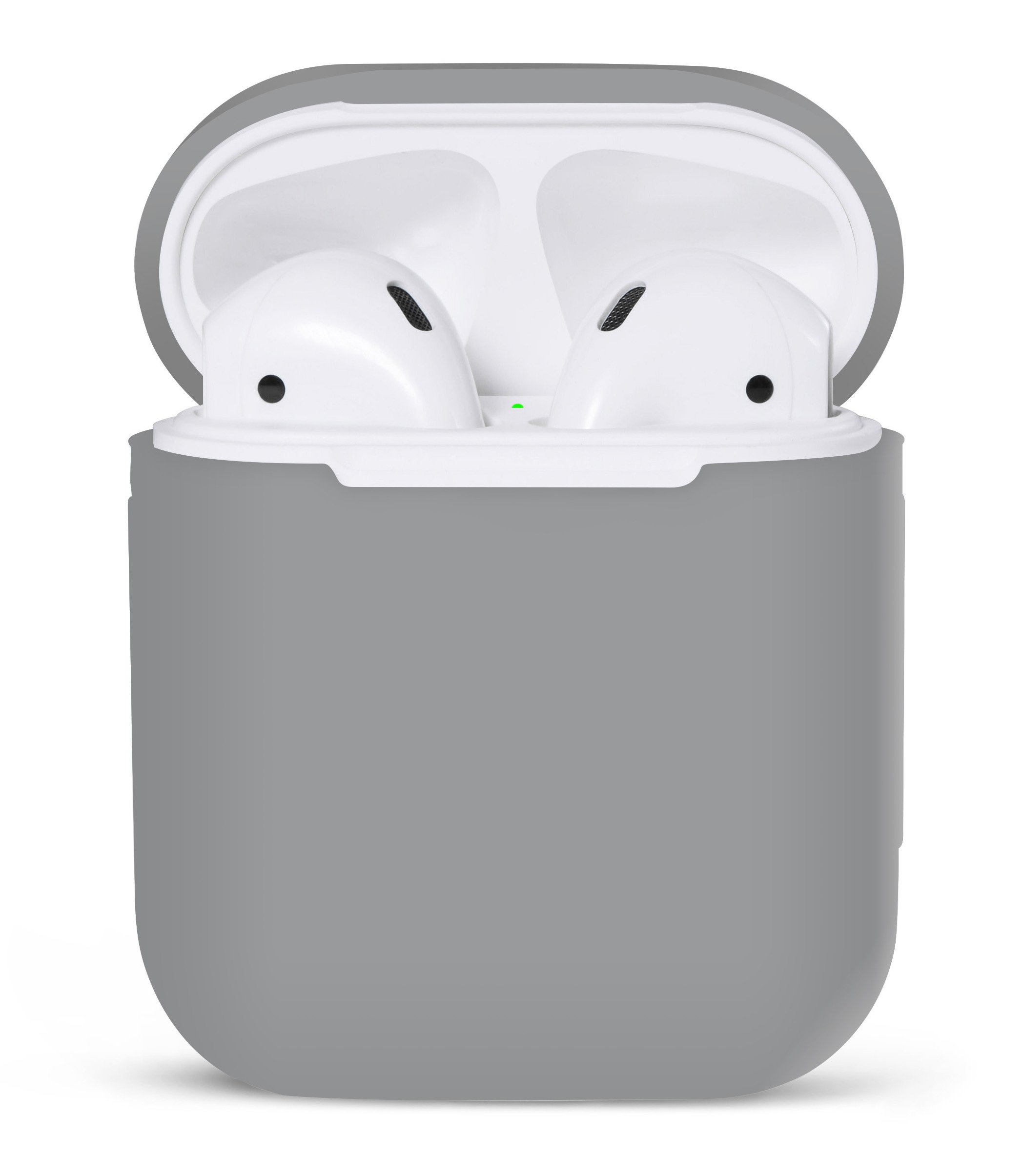 Чехол для беспроводных наушников APPLE AirPods силиконовый, цвет серый Silicon Case Protection.