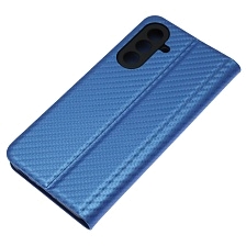 Чехол книжка CHESS для SAMSUNG Galaxy A36, текстура карбон, визитница, цвет синий