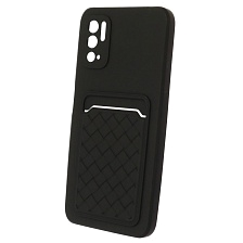 Чехол накладка CARD CASE для XIAOMI POCO M3 Pro, XIAOMI Redmi Note 10T, Redmi Note 10 5G, силикон, отдел для карт, цвет черный