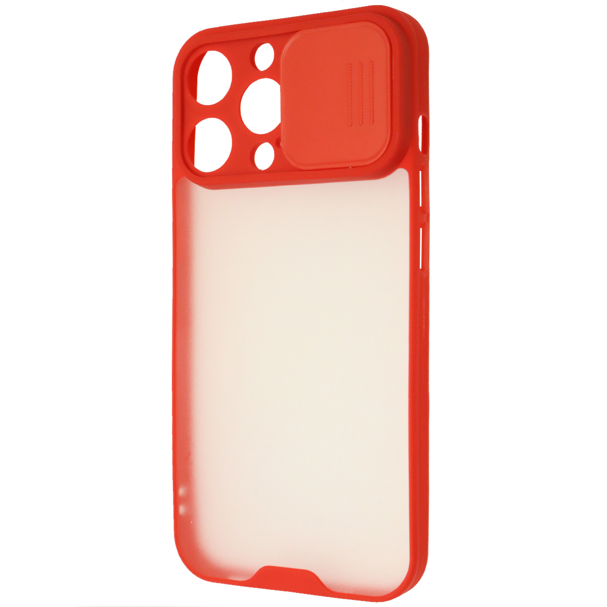 Чехол накладка LIFE TIME для APPLE iPhone 13 Pro (6.1), силикон, пластик, матовый, со шторкой для защиты задней камеры, цвет окантовки красный