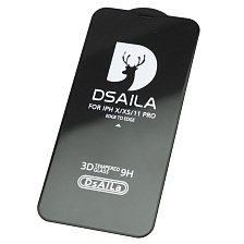 Защитное стекло 15D DSAILA для APPLE iPhone X, iPhone XS, iPhone 11 Pro (5.8"), цвет окантовки черный
