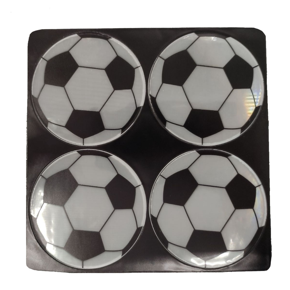 Наклейки светоотражающие, диаметр 65 мм, рисунок Футбольный мяч (комплект 4 шт.)