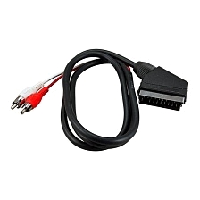 Кабель ОРБИТА SCART Male (папа) - 2 RCA Male (папа), длина 1 метр, цвет черный