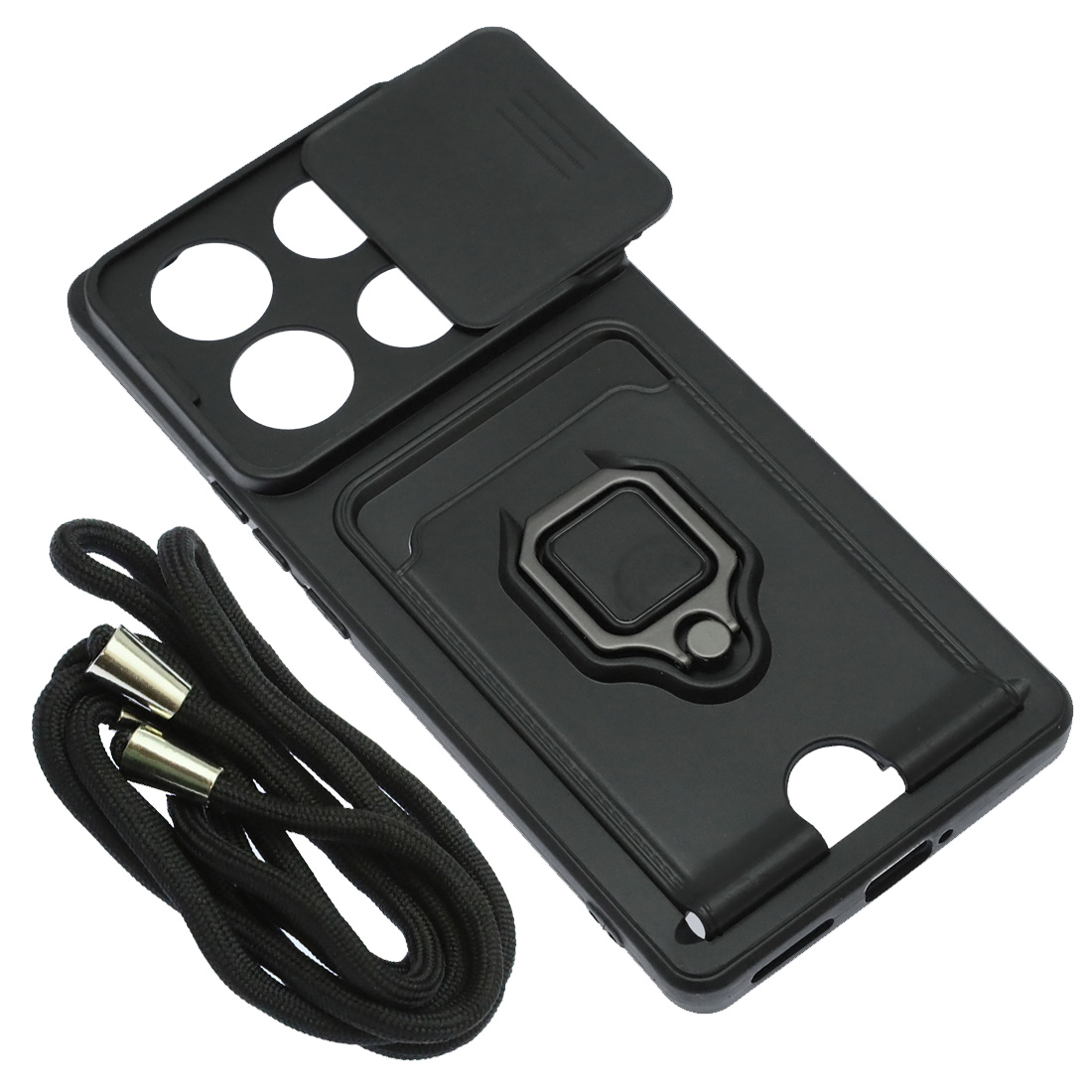 Чехол накладка MULTI FUNCTION 4 в 1 для INFINIX Note 40 Pro, цвет черный