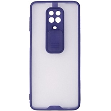 Чехол накладка LIFE TIME для XIAOMI Redmi Note 9 Pro, Redmi Note 9S, силикон, пластик, матовый, со шторкой для защиты задней камеры, цвет окантовки темно синий