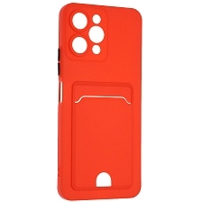 Чехол накладка BUTTON для XIAOMI Redmi 12 4G, защита камеры, силикон, отдел для карт, цвет красный