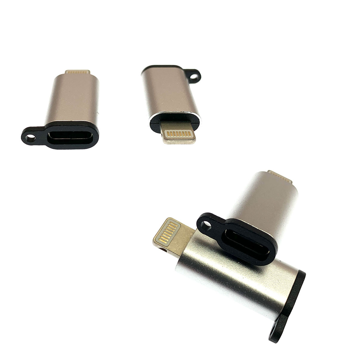 OTG USB адаптер (переходник) Type-C на APPLE Lightning 8-pin, цвет серебристый.