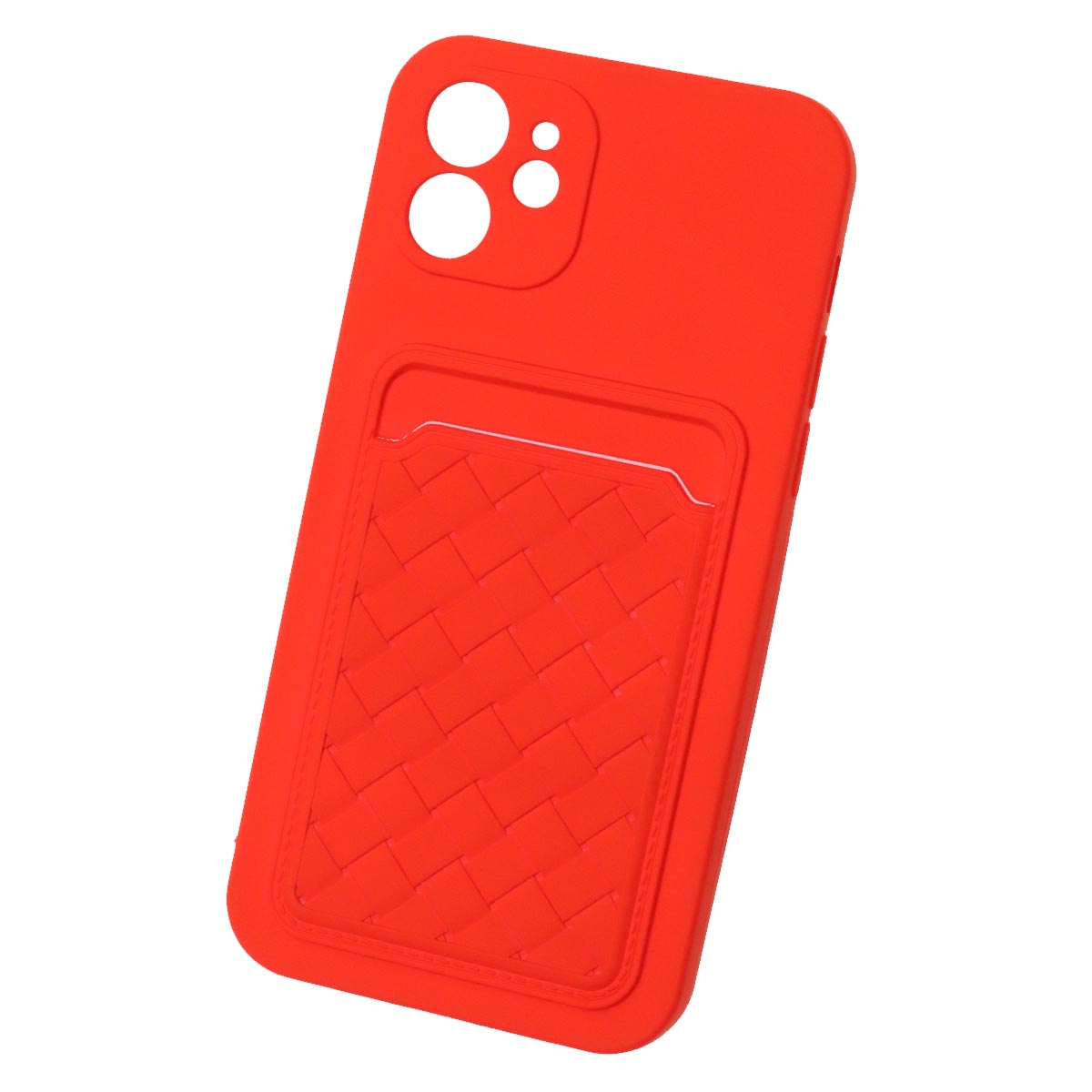 Чехол накладка CARD CASE для APPLE iPhone 12 (6.1"), силикон, отдел для карт, цвет красный Чехол накладка CARD CASE для APPLE iPhone 12 (6.1"), силикон, отдел для карт, цвет красный