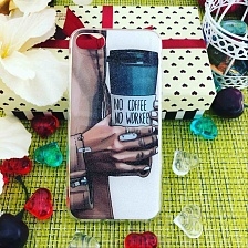Чехол накладка для APPLE iPhone 7, 8, силикон, рисунок девушка NO COFFEE WORKER.