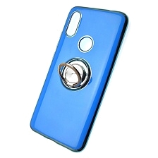 Чехол накладка для XIAOMI Redmi 7, силикон, кольцо держатель, цвет синий.
