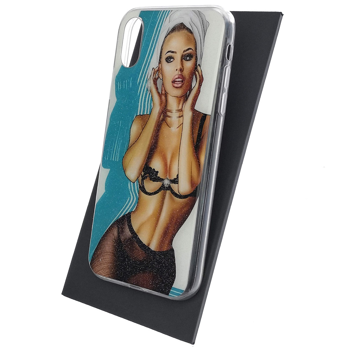 Чехол накладка для APPLE iPhone XR, силикон, блестки, глянцевый, рисунок Задумчивая девушка