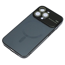 Чехол накладка AUTO FOCUS с поддержкой MagSafe для APPLE iPhone 13 Pro (6.1"), силикон, стекло, защита камеры, цвет графитово черный