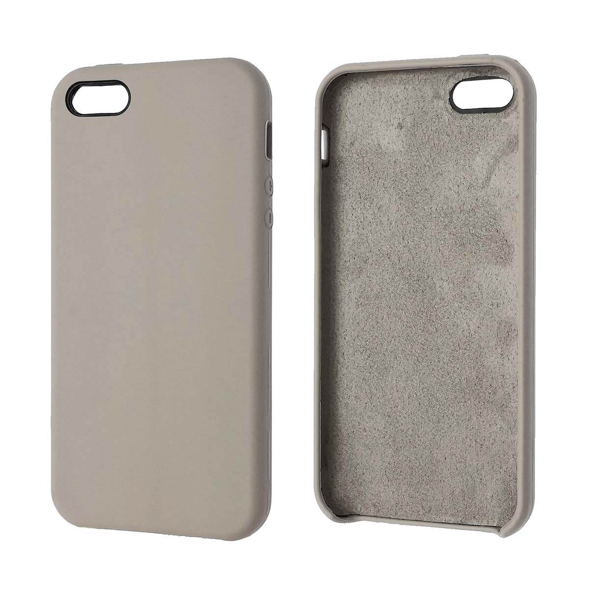 Чехол накладка Silicon Case для APPLE iPhone 5, 5G, 5S, SE, силикон, бархат, цвет серый