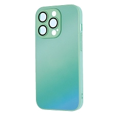 Чехол накладка с поддержкой MagSafe для APPLE iPhone 14 Pro (6.1"), силикон, стекло, защита камеры, цвет зеленый