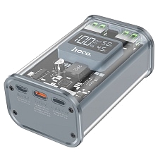 Внешний портативный аккумулятор, Power Bank HOCO J105 Discovery edition, 10000 mAh, 22.5W, PD20W, QC3.0, LED дисплей, цвет серый