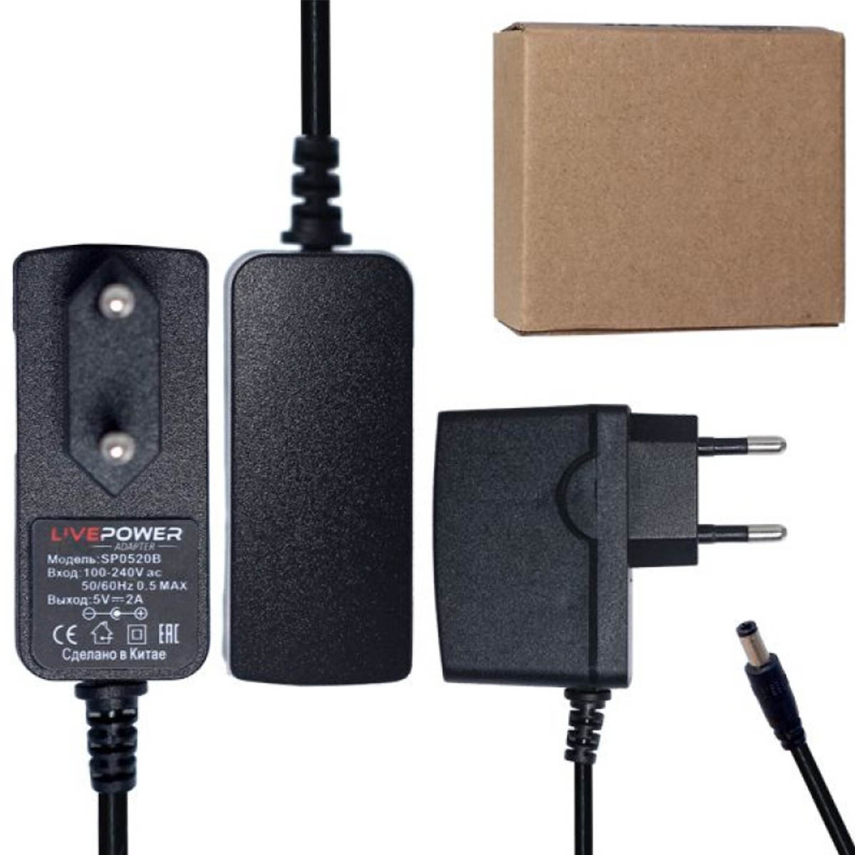 Блок питания универсальный Live Power SP0520B, 5V-2A, штекер 5.5*2.5 мм, цвет черный Блок питания универсальный Live Power SP0520B, 5V-2A, штекер 5.5*2.5 мм, цвет черный