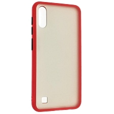 Чехол накладка SKIN SHELL для SAMSUNG Galaxy A10 (SM-A105), M10 (SM-M105), силикон, пластик, цвет окантовки красный