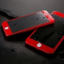 Защитное стекло 3D для APPLE iPhone 7/7S (4.7") красный кант Monarch.