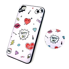 Чехол накладка для XIAOMI REDMI GO, силикон, попсокет, рисунок Happy Day, цвет белый.