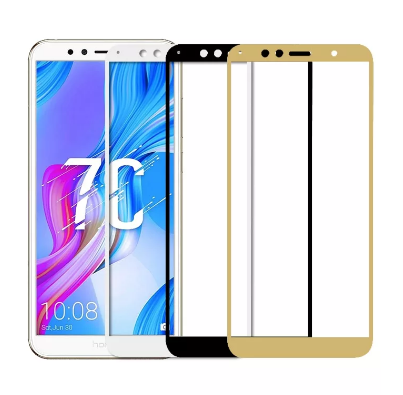 Защитное стекло 5D/проклейка-на полный экран, упак-картон/ для Huawei Honor 7C PRO золото.