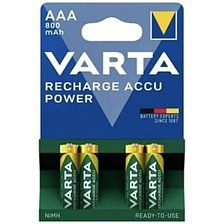 Аккумулятор перезаряжаемый VARTA R03 AAA BL4 NI-MH 800mAh, тип мизинчиковый