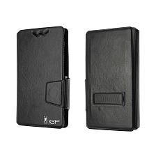 Чехол книжка универсальная для смартфонов размером 3.8- 4.0, экокожа, с зажимом, цвет черный.