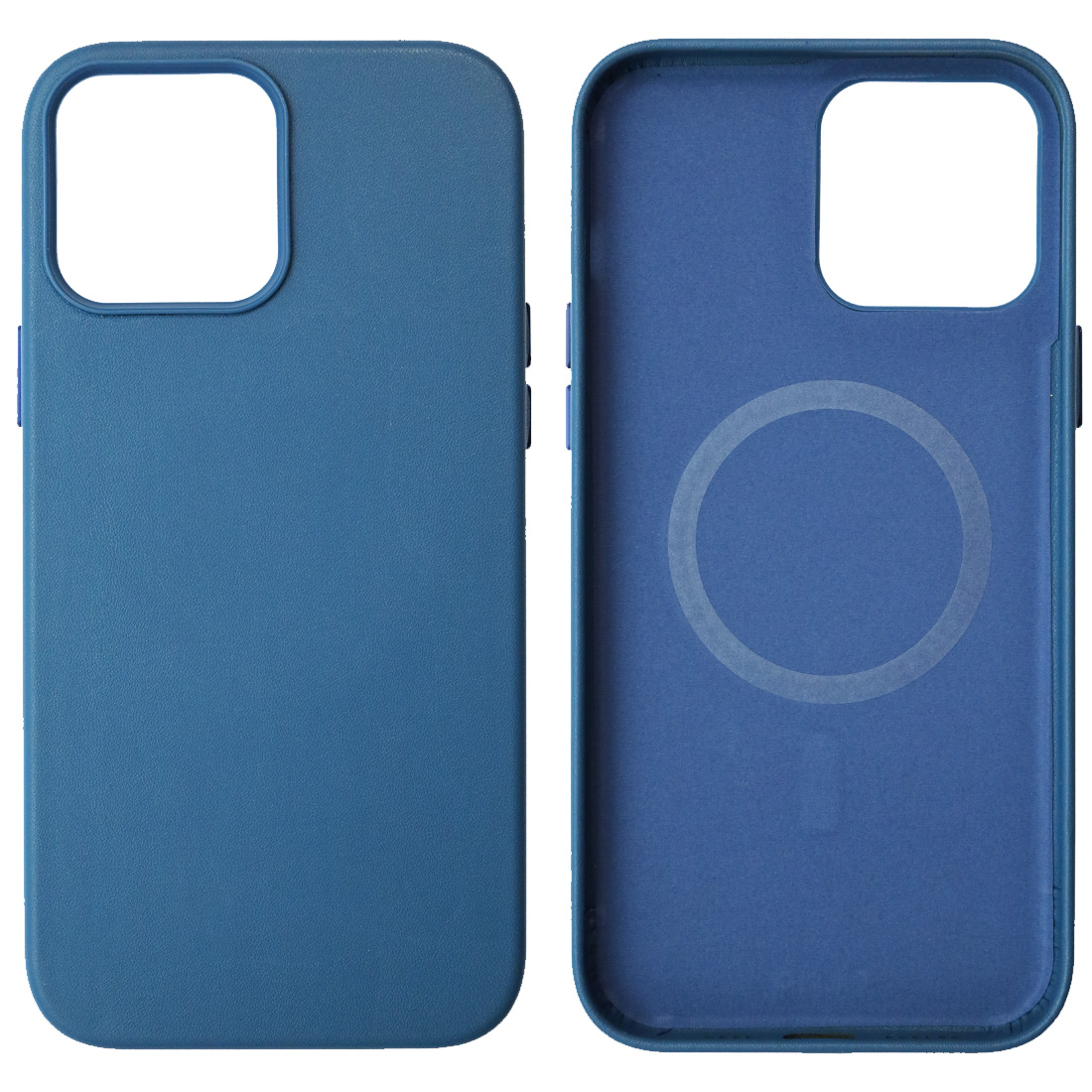 Чехол накладка Leather Case с поддержкой MagSafe для APPLE iPhone 13 Pro Max, силикон, бархат, экокожа, цвет синий
