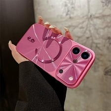 Чехол накладка Laser Aurora для APPLE iPhone 17 Pro MAX, Magsafe, защита камер, пластик, силикон, розовый