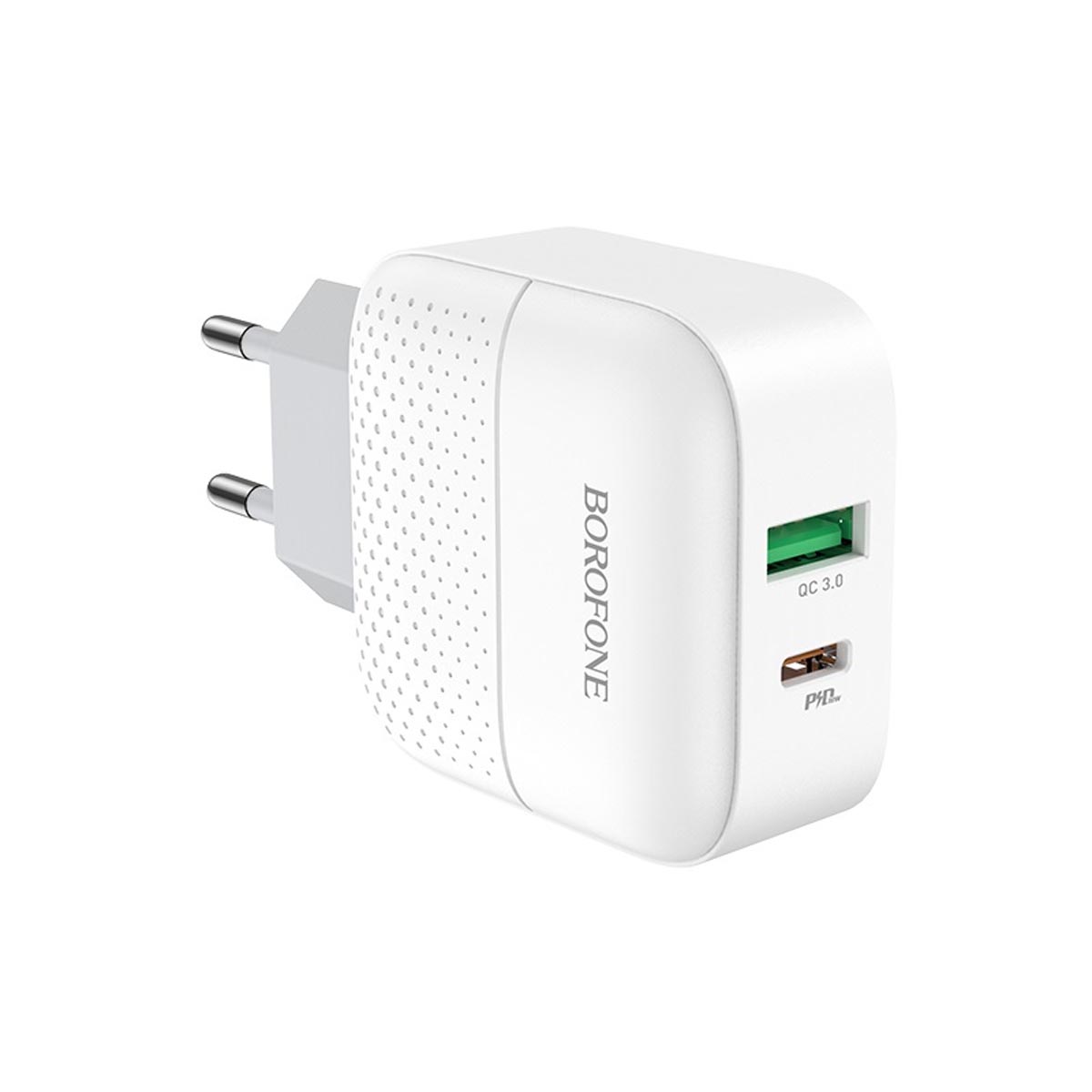 СЗУ (Сетевое зарядное устройство) BOROFONE BA46A Premium, 1 USB, 1 USB Type C, 18W, 3.0A, цвет белый