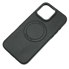 Чехол накладка Creative Stylish с поддержкой MagSafe для APPLE iPhone 16 Pro Max, защита камеры, экокожа, бархат, цвет черный Чехол накладка Creative Stylish с поддержкой MagSafe для APPLE iPhone 16 Pro Max, защита камеры, экокожа, бархат, цвет черный