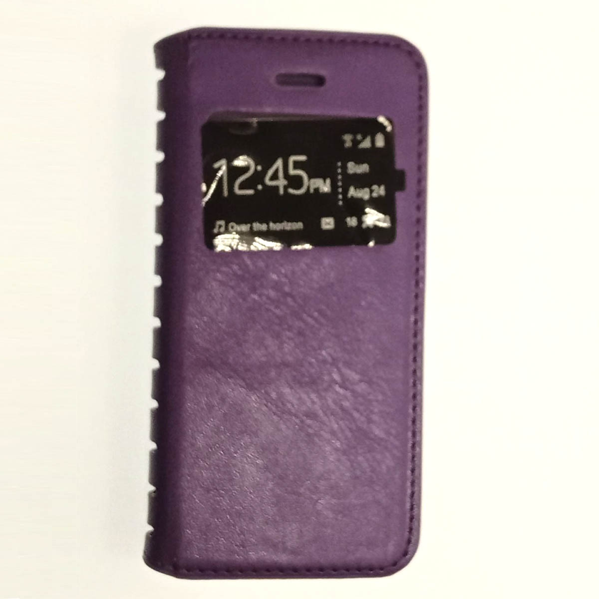 Чехол-книжка в бок для Apple iPhone 5/5S/SE фиолетового цвета с окошком.