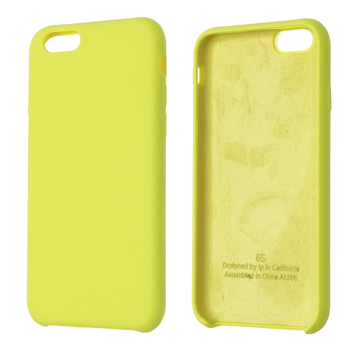 Чехол накладка Silicon Case для APPLE iPhone 6, iPhone 6S, силикон, бархат, цвет лимонный.
