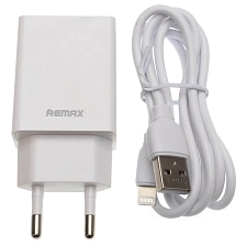 СЗУ (Сетевое зарядное устройство) REMAX RP-U95, 2.4A, 1 USB, кабель Lightning 8 pin, длина 1м, цвет белый