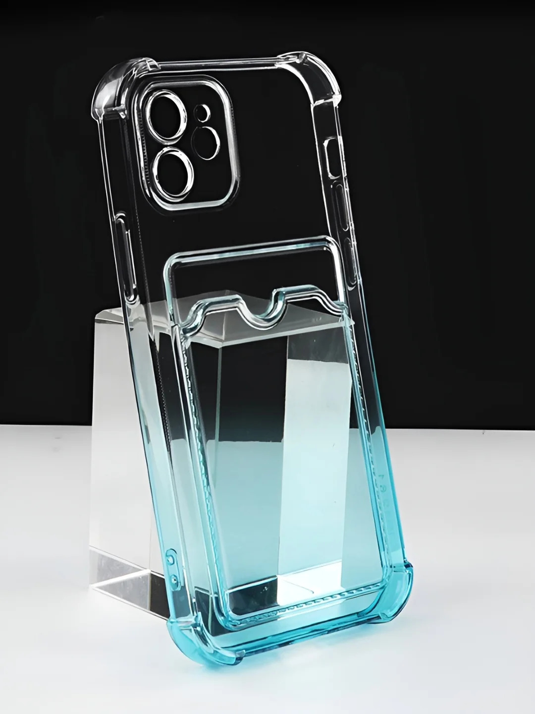 Чехол накладка SHockprOOF для APPLE iPhone 13, защита камеры, противоударный, цвет прозрачный с бирюзовым градиентом