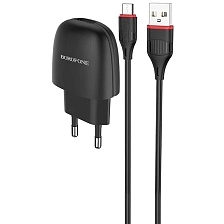 СЗУ (Сетевое зарядное устройство) BOROFONE BA49A Vast Power с кабелем Micro USB, 2.1A, 1 USB, длина 1 метр, цвет черный