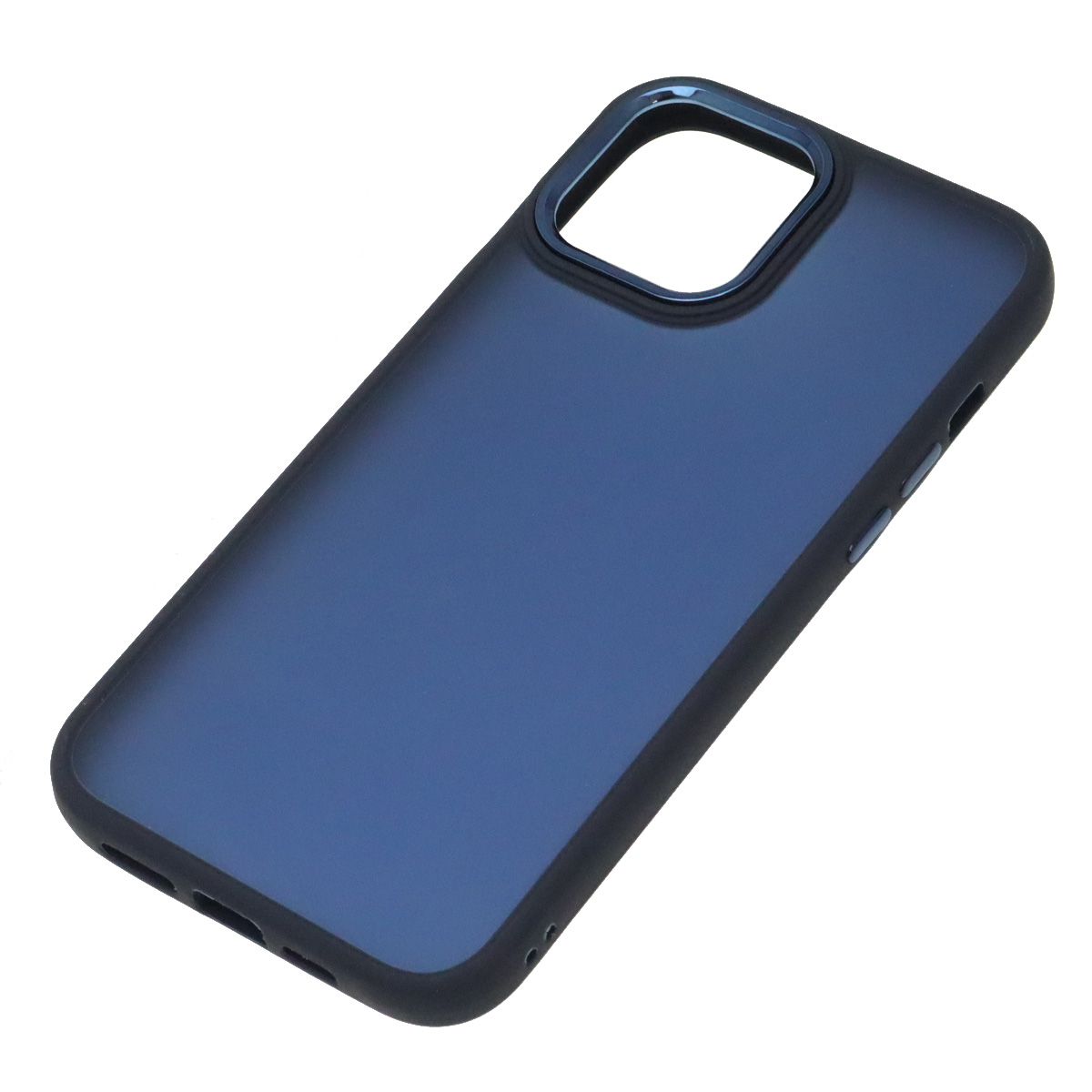Чехол накладка для APPLE iPhone 12 Pro MAX (6.7"), силикон, пластик, цвет окантовки темно синий Чехол накладка для APPLE iPhone 12 Pro MAX (6.7"), силикон, пластик, цвет окантовки темно синий