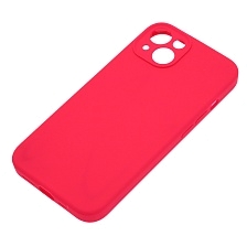 Чехол накладка Silicone Case для APPLE iPhone 13, L-ogo, защита камеры, силикон, бархат, цвет фуксия