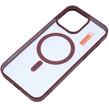 Чехол накладка Magnetic с поддержкой MagSafe для APPLE iPhone 15 Pro Max, силикон, цвет окантовки бордовый Чехол накладка Magnetic с поддержкой MagSafe для APPLE iPhone 15 Pro Max, силикон, цвет окантовки бордовый