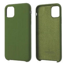 Чехол накладка Silicon Case для APPLE iPhone 11, силикон, бархат, цвет болотный