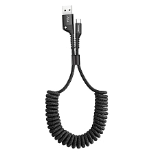 Кабель USB Type-C BASEUS Fish Eye Spring Data Cable, 2А, длина 1 метр, нейлоновое армирование, цвет черный