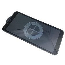 Защитное стекло "9D" GLASS FULL GLUE для XIAOMI Redmi 6 / 6A, с рисунком лого BMW цвет канта черный.