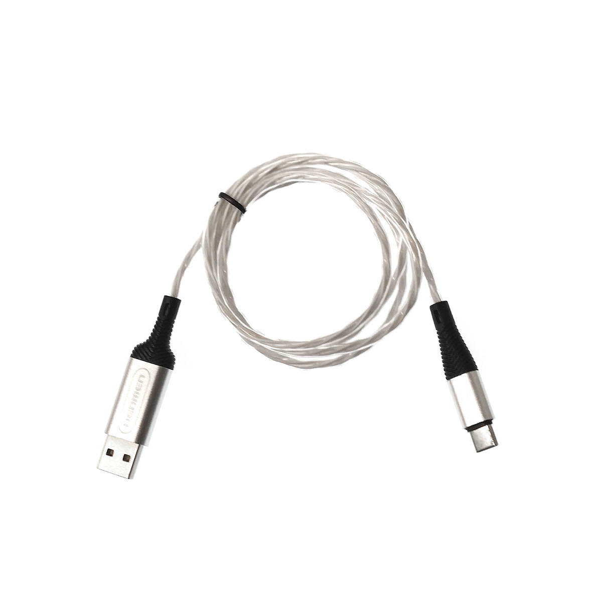 Кабель DENMEN D25T USB Type C, LED подсветка, 2.4A, длина 1 метр, цвет серебристый Кабель DENMEN D25T USB Type C, LED подсветка, 2.4A, длина 1 метр, цвет серебристый
