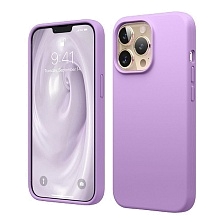 Чехол-накладка Silicone Case для Apple iPhone 14 Pro, L-ogo, бархатная подложка, цвет лиловый