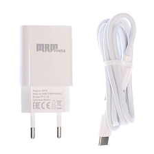 СЗУ (Сетевое зарядное устройство) MRM MR79t, 2.1A, 1 USB, кабель Type-C, длина 1м, цвет белый