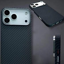 Чехол накладка FreeAir с поддержкой MagSafe для APPLE iPhone 17 Pro, пластик, карбон, цвет черный
