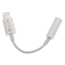 Аудио кабель, переходник NTM FM4-413 для Lightning 8 pin на аудио вход 3.5 mm jack, цвет белый