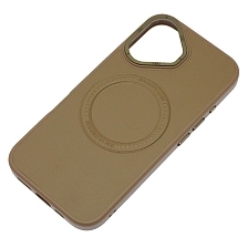 Чехол накладка Creative Stylish с поддержкой MagSafe для APPLE iPhone 16, защита камеры, экокожа, бархат, цвет коричневый
